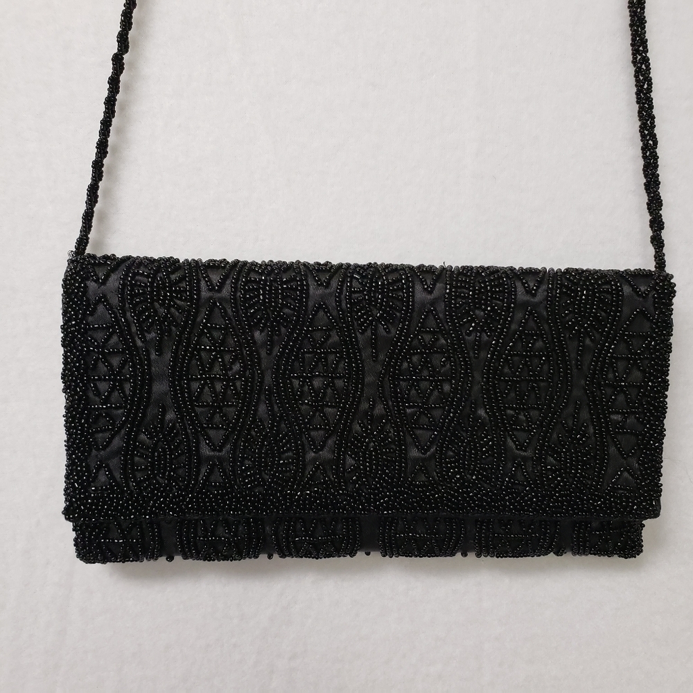 Vintage Fellini Carlo Fellini Black Beaded Evening Clutch Bag Art Deco See Notes
